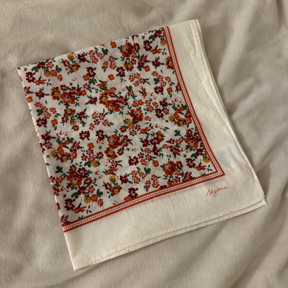 Sezane Gaston Organic Cotton Square Floral Scarf